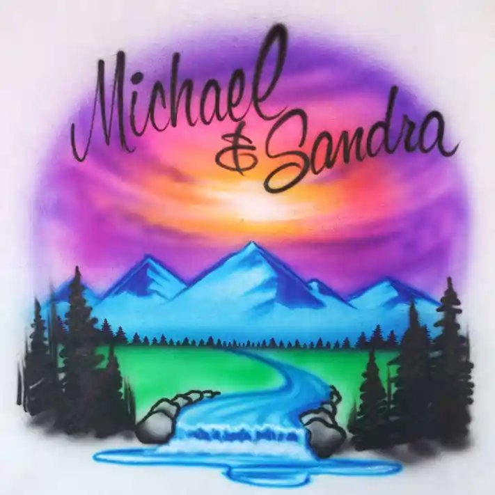 Mountain Scene with stream T-shirt ABT_247
