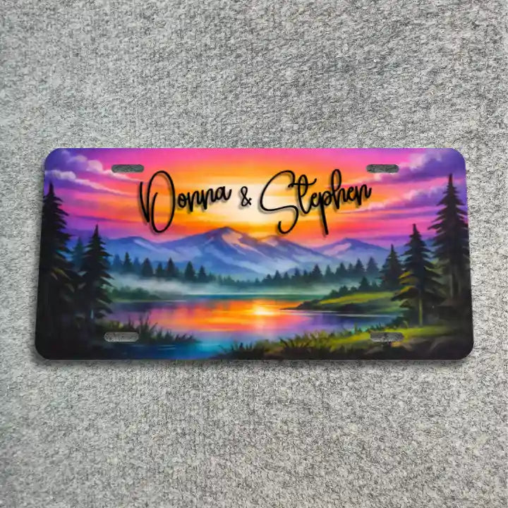 Colorful Mountain Scene License Plate CLP_366