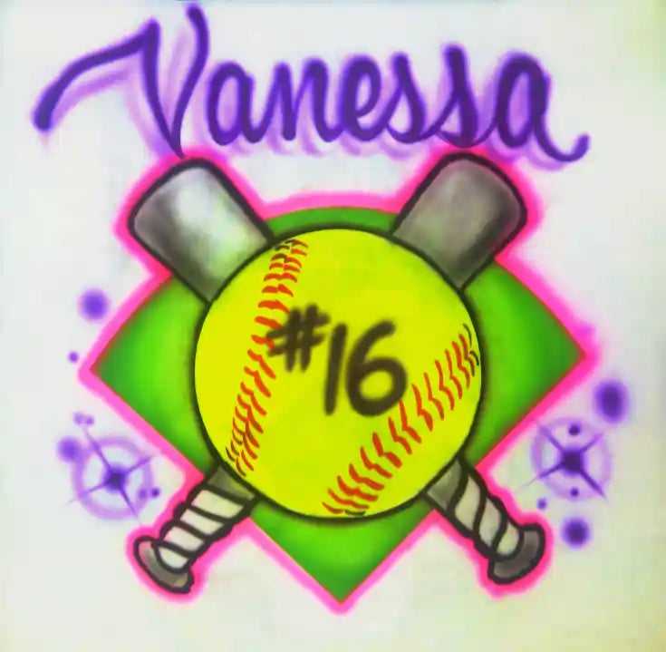 Softball design with crossed bats T-shirt ABT_147
