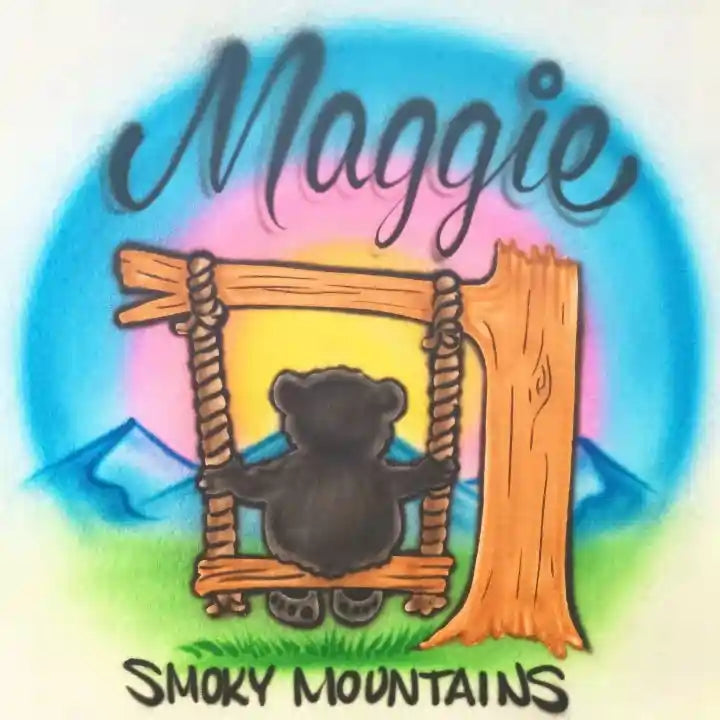 Bears on swing Mountain scene T-shirt ABT_151