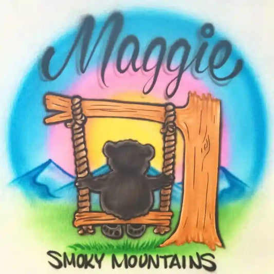Bears on swing Mountain scene T-shirt ABT_151