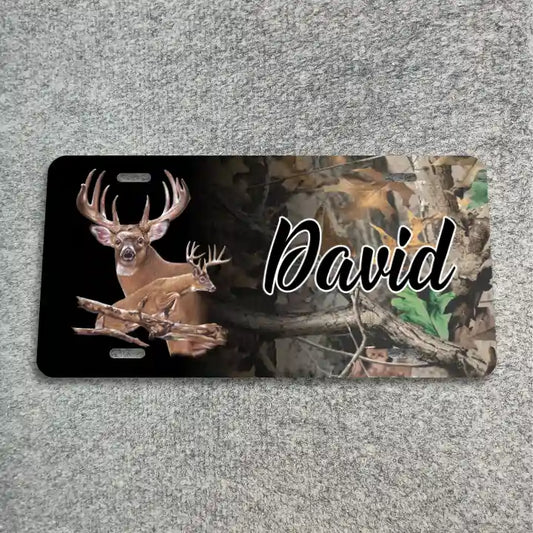 Dear Scene on Black/Camo License Plate CLP_162