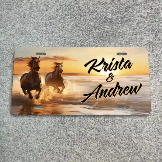 Horse running in surf License Plate CLP_341