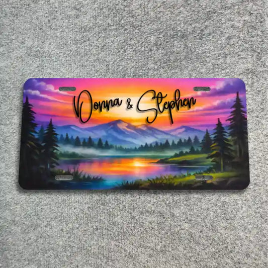 Colorful Mountain Scene License Plate CLP_366